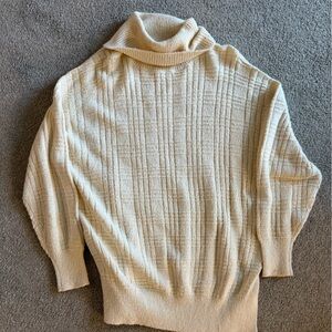 Lucky Brand Cream Ribbed Women's Turtleneck Sweater